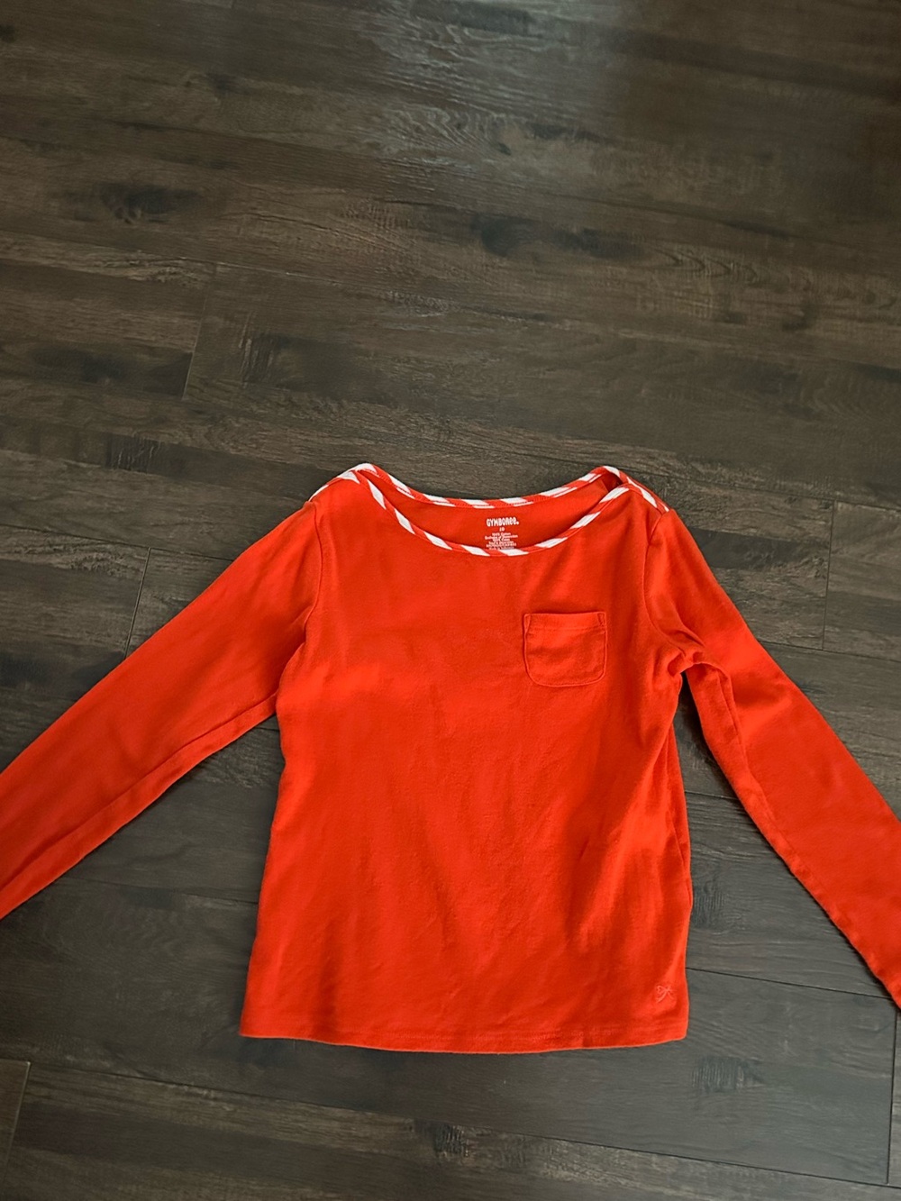 Gymboree Girl’s Solid orange Long Sleeve Tee with white and orange trim w/Pocket